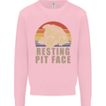 Resting Pit Bull Face Funny Dog Puppy Kids Sweatshirt Jumper Light Pink