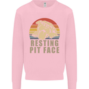Resting Pit Bull Face Funny Dog Puppy Kids Sweatshirt Jumper Light Pink