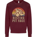 Resting Pit Bull Face Funny Dog Puppy Kids Sweatshirt Jumper Maroon