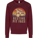 Resting Pit Bull Face Funny Dog Puppy Kids Sweatshirt Jumper Maroon