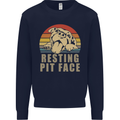 Resting Pit Bull Face Funny Dog Puppy Kids Sweatshirt Jumper Navy Blue