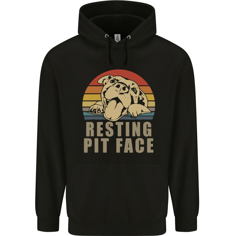 Resting Pit Bull Face Funny Dog Puppy Mens 80% Cotton Hoodie Black