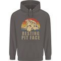 Resting Pit Bull Face Funny Dog Puppy Mens 80% Cotton Hoodie Charcoal