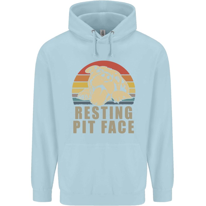 Resting Pit Bull Face Funny Dog Puppy Mens 80% Cotton Hoodie Light Blue