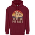Resting Pit Bull Face Funny Dog Puppy Mens 80% Cotton Hoodie Maroon