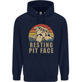 Resting Pit Bull Face Funny Dog Puppy Mens 80% Cotton Hoodie Navy Blue