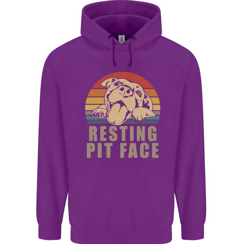 Resting Pit Bull Face Funny Dog Puppy Mens 80% Cotton Hoodie Purple