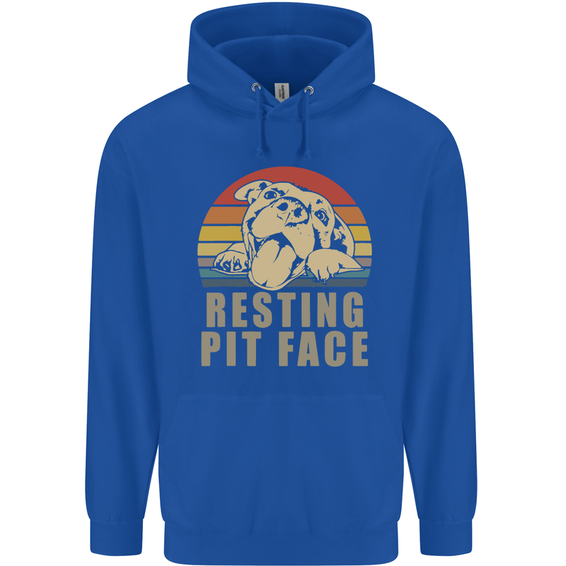 Resting Pit Bull Face Funny Dog Puppy Mens 80% Cotton Hoodie Royal Blue