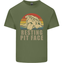 Resting Pit Bull Face Funny Dog Puppy Mens Cotton T-Shirt Tee Top Military Green