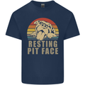 Resting Pit Bull Face Funny Dog Puppy Mens Cotton T-Shirt Tee Top Navy Blue