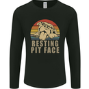 Resting Pit Bull Face Funny Dog Puppy Mens Long Sleeve T-Shirt Black