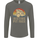 Resting Pit Bull Face Funny Dog Puppy Mens Long Sleeve T-Shirt Charcoal