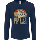 Resting Pit Bull Face Funny Dog Puppy Mens Long Sleeve T-Shirt Navy Blue