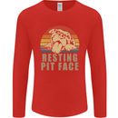 Resting Pit Bull Face Funny Dog Puppy Mens Long Sleeve T-Shirt Red