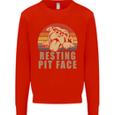 Resting Pit Bull Face Funny Dog Puppy Mens Sweatshirt Jumper Bright Red