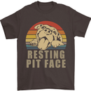 Resting Pit Bull Face Funny Dog Puppy Mens T-Shirt Cotton Gildan Dark Chocolate