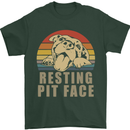 Resting Pit Bull Face Funny Dog Puppy Mens T-Shirt Cotton Gildan Forest Green