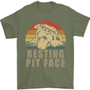 Resting Pit Bull Face Funny Dog Puppy Mens T-Shirt Cotton Gildan Military Green
