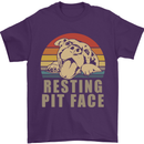 Resting Pit Bull Face Funny Dog Puppy Mens T-Shirt Cotton Gildan Purple
