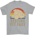 Resting Pit Bull Face Funny Dog Puppy Mens T-Shirt Cotton Gildan Sports Grey