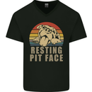 Resting Pit Bull Face Funny Dog Puppy Mens V-Neck Cotton T-Shirt Black