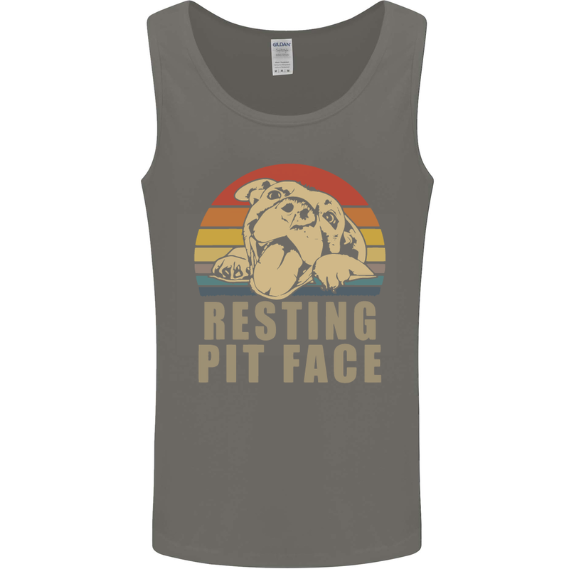 Resting Pit Bull Face Funny Dog Puppy Mens Vest Tank Top Charcoal