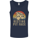Resting Pit Bull Face Funny Dog Puppy Mens Vest Tank Top Navy Blue