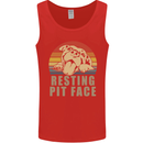 Resting Pit Bull Face Funny Dog Puppy Mens Vest Tank Top Red