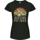 Resting Pit Bull Face Funny Dog Puppy Womens Petite Cut T-Shirt Black
