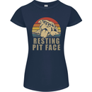 Resting Pit Bull Face Funny Dog Puppy Womens Petite Cut T-Shirt Navy Blue