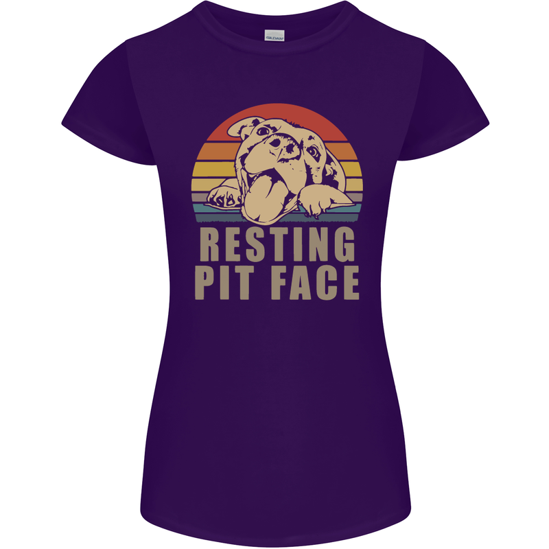 Resting Pit Bull Face Funny Dog Puppy Womens Petite Cut T-Shirt Purple