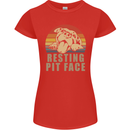 Resting Pit Bull Face Funny Dog Puppy Womens Petite Cut T-Shirt Red