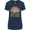 Resting Pit Bull Face Funny Dog Puppy Womens Wider Cut T-Shirt Navy Blue