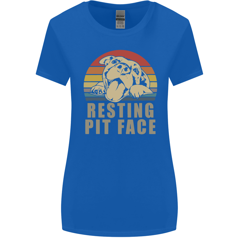 Resting Pit Bull Face Funny Dog Puppy Womens Wider Cut T-Shirt Royal Blue