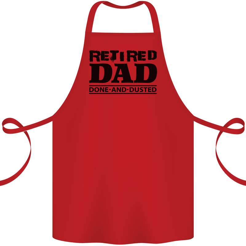 Retired Dad Done and Dusted Retirement Cotton Apron 100% Organic Red