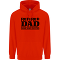Retired Dad Done and Dusted Retirement Mens 80% Cotton Hoodie Bright Red