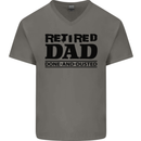 Retired Dad Done and Dusted Retirement Mens V-Neck Cotton T-Shirt Charcoal