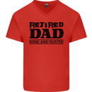 Retired Dad Done and Dusted Retirement Mens V-Neck Cotton T-Shirt Red