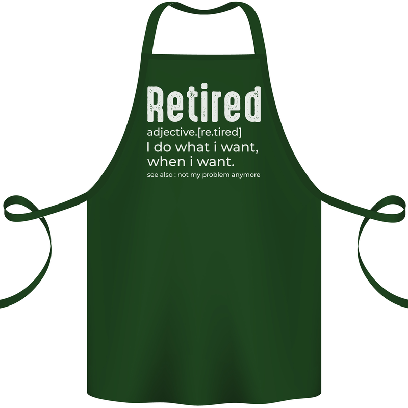 Retired Definition Funny Retirement Cotton Apron 100% Organic Forest Green