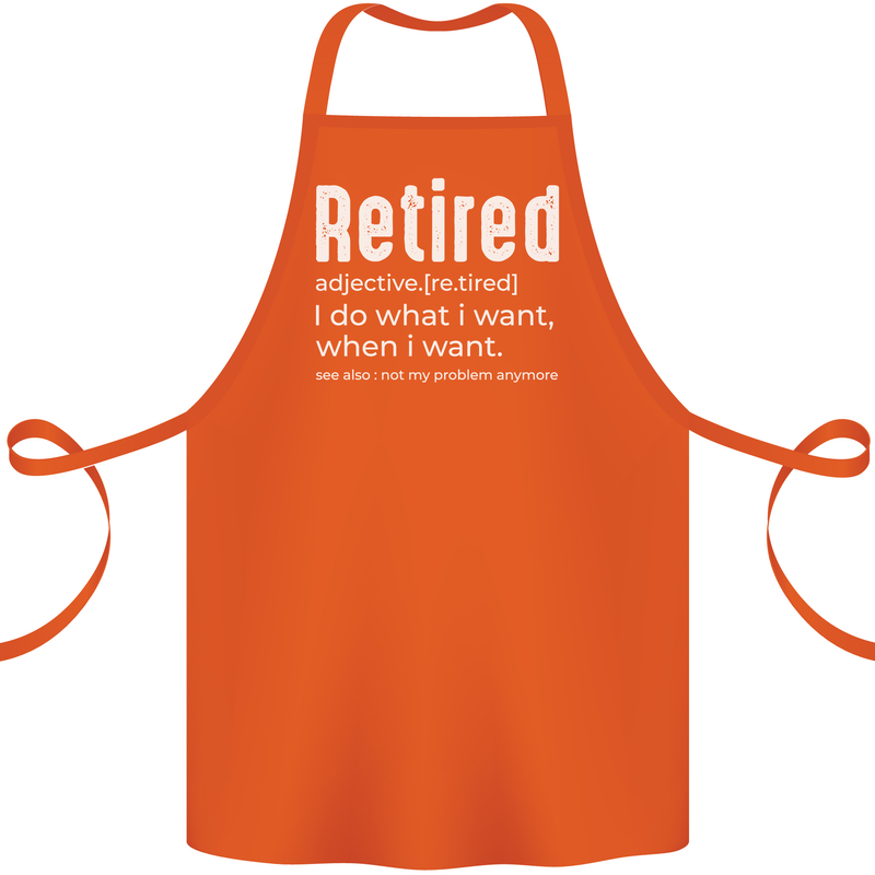 Retired Definition Funny Retirement Cotton Apron 100% Organic Orange