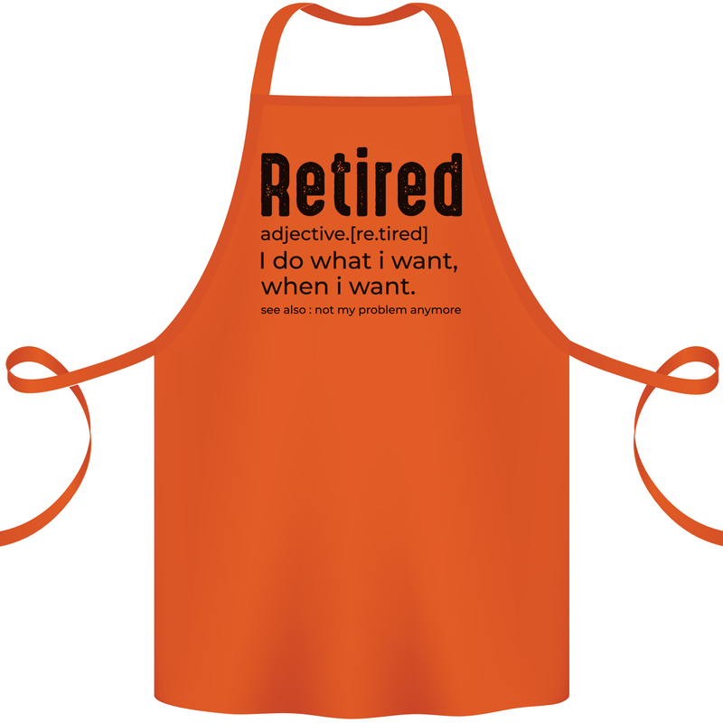 Retired Definition Funny Retirement Cotton Apron 100% Organic Orange