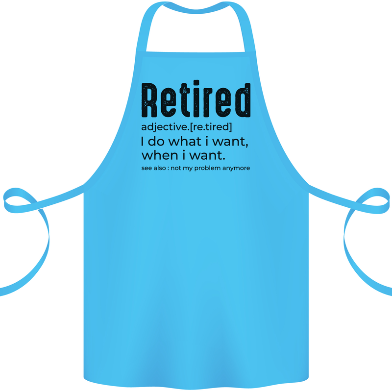 Retired Definition Funny Retirement Cotton Apron 100% Organic Turquoise
