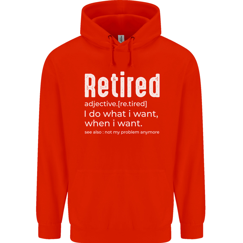 Retired Definition Funny Retirement Mens 80% Cotton Hoodie Bright Red