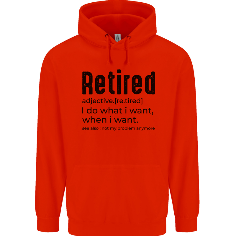 Retired Definition Funny Retirement Mens 80% Cotton Hoodie Bright Red
