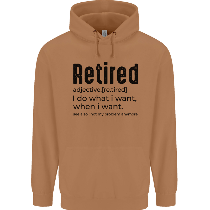 Retired Definition Funny Retirement Mens 80% Cotton Hoodie Caramel Latte