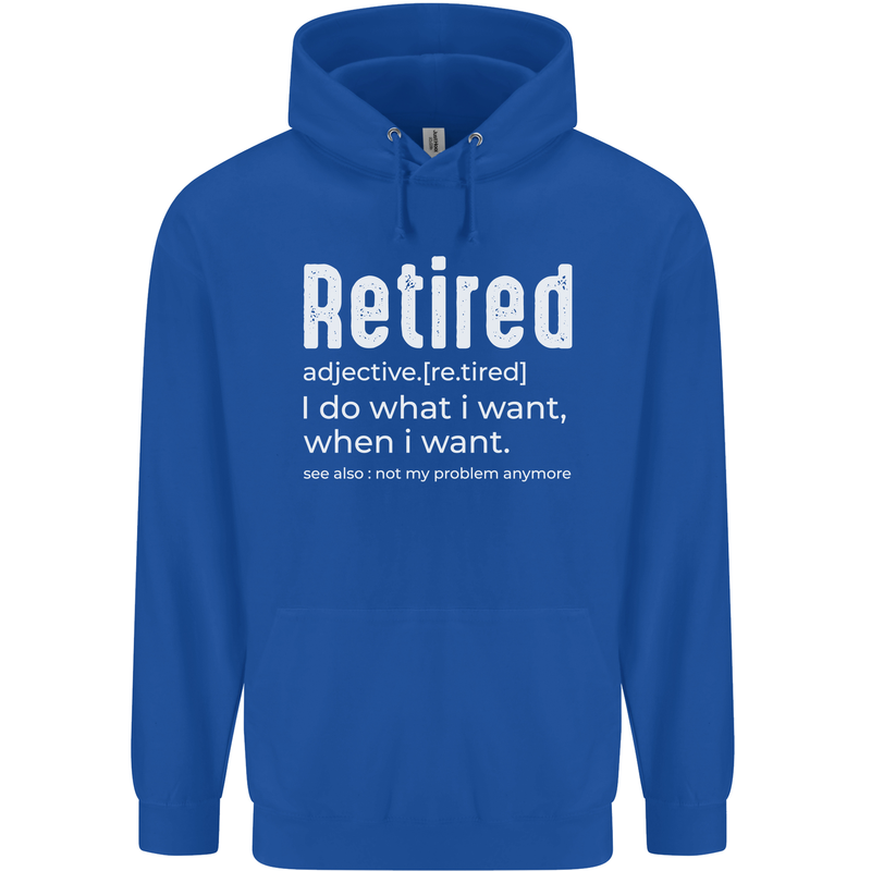 Retired Definition Funny Retirement Mens 80% Cotton Hoodie Royal Blue