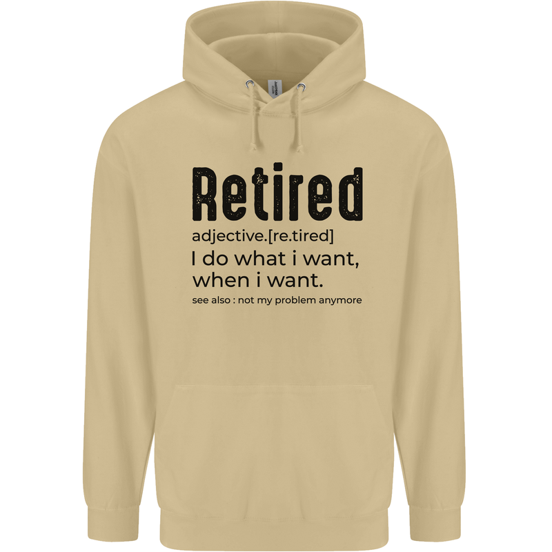 Retired Definition Funny Retirement Mens 80% Cotton Hoodie Sand