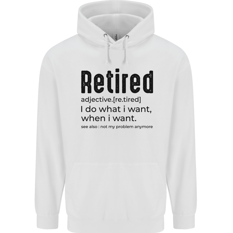 Retired Definition Funny Retirement Mens 80% Cotton Hoodie White