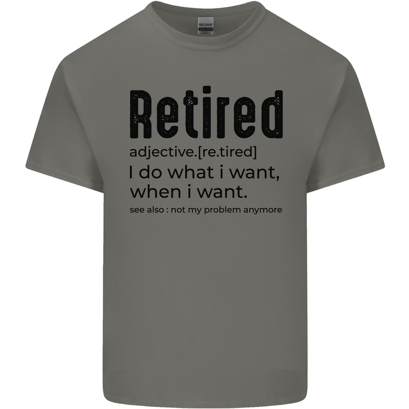 Retired Definition Funny Retirement Mens Cotton T-Shirt Tee Top Charcoal