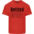 Retired Definition Funny Retirement Mens Cotton T-Shirt Tee Top Red
